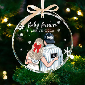 Personalized Pregnancy Family Ornament 2025: Pregnant Couple Keepsake, Expecting Mom Dad Gifts