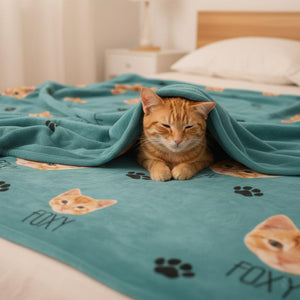 Personalized Cat Blanket, Cat Lover Gift, Custom Photo Blanket, Pet Photo Blanket, Photo Blanket Customized, Cat Dad Gift, Cat Mom Gift