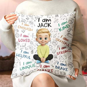 Personalized Kids Affirmation Pillow: Custom Name, Positive Decor