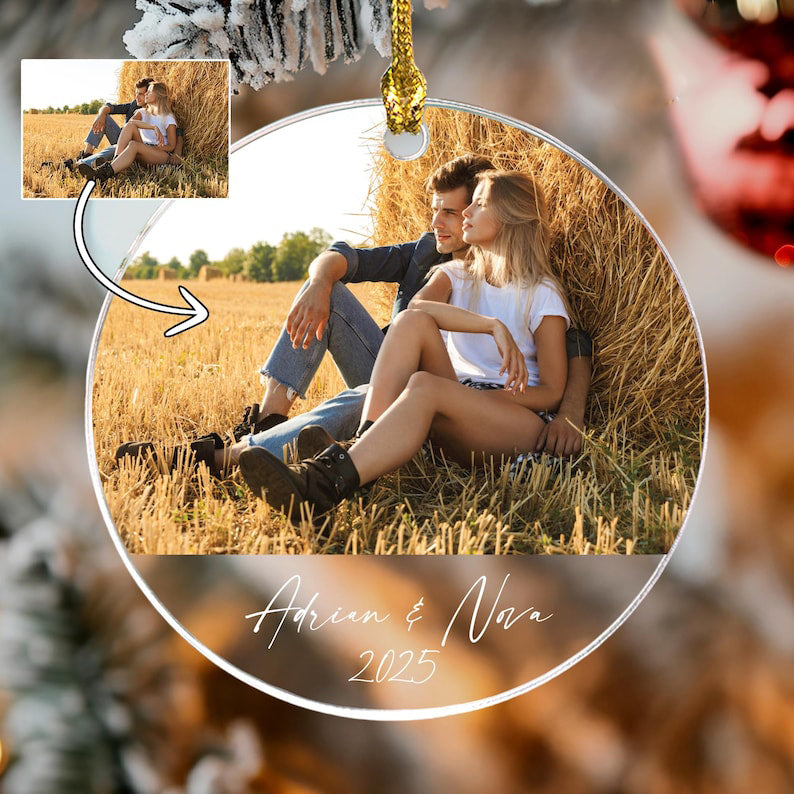 Personalized Photo Ornament, Custom Picture Ornament, Couple Ornament, Couples Gifts, Unique Ornament, Glass Ornament, Keepsake Ornament