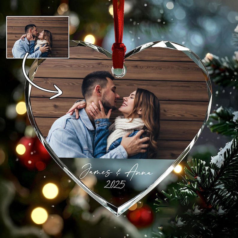 Personalized Photo Ornament, Custom Picture Ornament, Couple Ornament, Couples Gifts, Unique Ornament, Glass Ornament, Keepsake Ornament