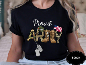 Custom Proud Army Family Mom Dad Brother Shirts, Personalized Army Dad Shirt, USA Army Family Outfits, Military Family Gift