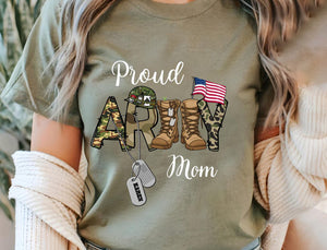 Custom Proud Army Family Mom Dad Brother Shirts, Personalized Army Dad Shirt, USA Army Family Outfits, Military Family Gift