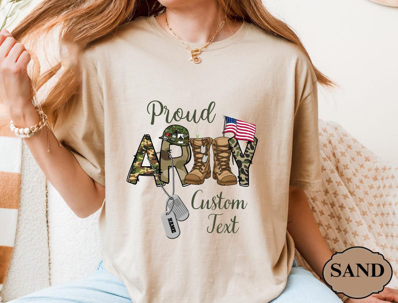 Custom Proud Army Family Mom Dad Brother Shirts, Personalized Army Dad Shirt, USA Army Family Outfits, Military Family Gift