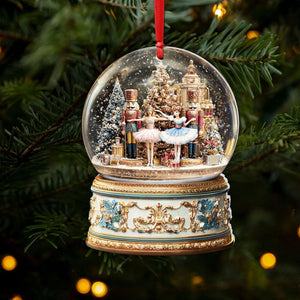 Nutcracker Ballet Christmas Ornament, 2D Flat Not 3D Snow Globe Ornament, Ballerina Holiday Decor Gift 2025, Xmas Nutcracker Ballet Gift