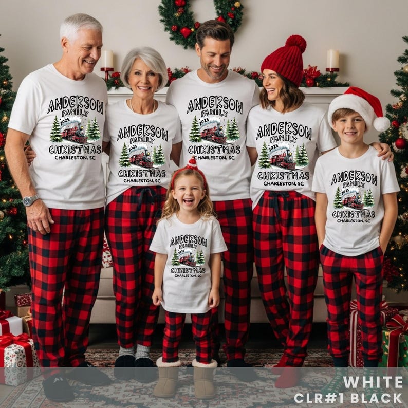 Custom Family Christmas Shirts 2026 2025, Polar Train Matching Shirts Personalized Name Christmas Shirt Youth Christmas Crewneck Xmas Gift