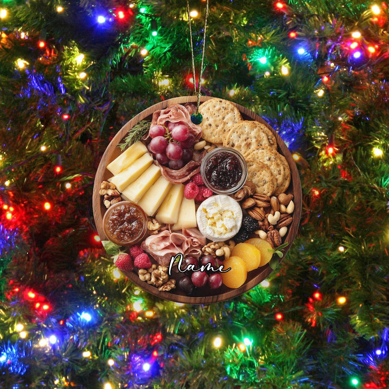 Charcuterie Ornament, Wine Ornament, Hostess Gift, White Elephant or Ornament Exchange for Foodies, Cheese Lover