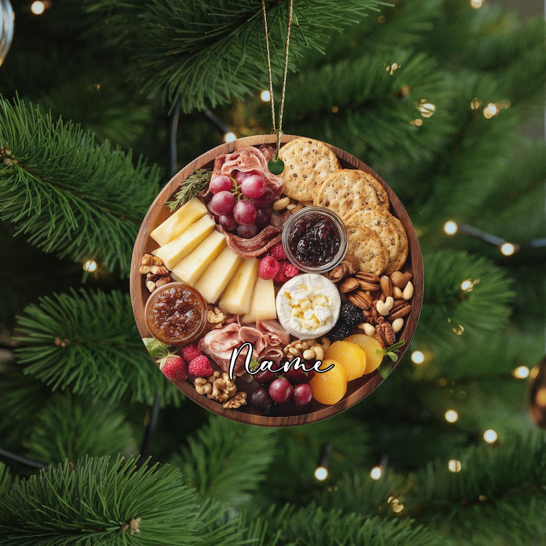Charcuterie Ornament, Wine Ornament, Hostess Gift, White Elephant or Ornament Exchange for Foodies, Cheese Lover