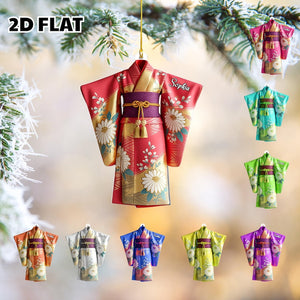 Personalized 2D FLAT Kimono Ornament, Japan Culture Christmas Decor, Japan Travel Keepsake Ornament, Japan Lovers Gift