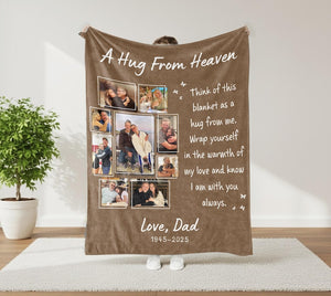 Personalized Photo Memorial Blanket, A Hug From Heaven Gift, Memory Blanket With Pictures, Remembrance Blanket, In Loving Memory Blanket