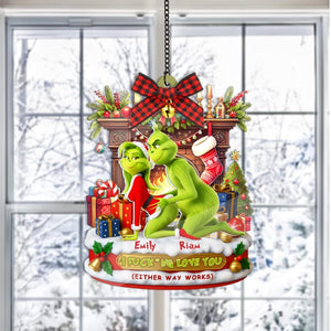 Personalized Green Monster Couple Christmas, I Fcking Love You - Either Way Works Holiday Tree Decoration, Flat 2D 2 Layer Acrylic Ornament