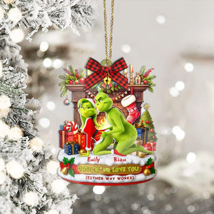 Personalized Green Monster Couple Christmas, I Fcking Love You - Either Way Works Holiday Tree Decoration, Flat 2D 2 Layer Acrylic Ornament