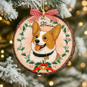 Personalized Watercolor Pet Ornament: Custom Wooden Pet Portrait From Photo, Pet Lovers Gift Dog Lovers Gift Cat Lovers Gift