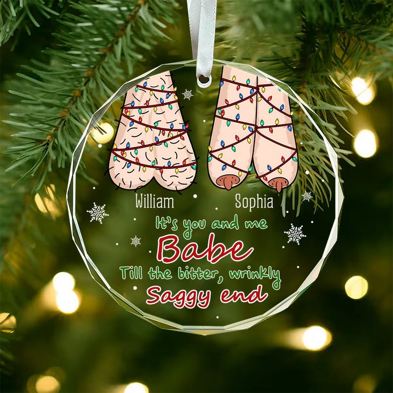 Personalized Couple Glass Ornament, Funny Christmas Gift, Cute Christmas Keepsake for Partners, Gift For Couples, Funny Xmas Ornament