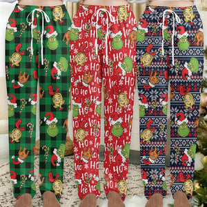 Grinch Christmas Pajama Pants, Holiday Cozy Plaid Grinch Pj Pants, Family Matching Christmas Pajamas, Xmas Season Sleepwear, Christmas Gift