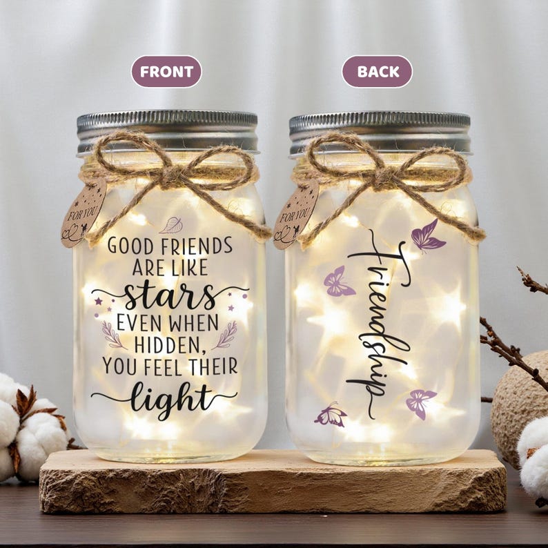 Friendship Jar Night Light: Starlit Mason Jar Gift for Her