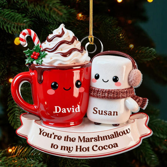Personalized Love Brews Like Hot Cocoa Ornament, Custom You are The Marshmallow to My Hot Cocoa Ornament, Home Decor Gift For Couple