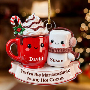 Personalized Love Brews Like Hot Cocoa Ornament, Custom You are The Marshmallow to My Hot Cocoa Ornament, Home Decor Gift For Couple