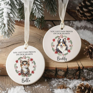 Personalized Dog Photo Memorial Ornament, Custom Pet Potrait Ornament, Ceramic Keepsake Pet Paw Print, Dog Loss Gift, Cat Lover Remembrance