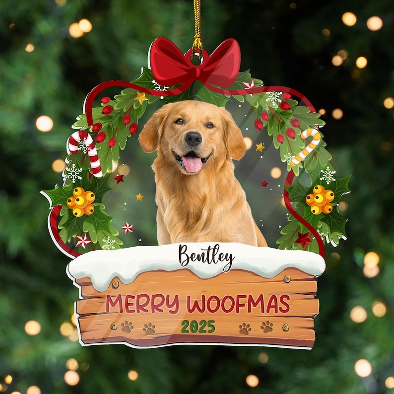Personalized Puppys First Christmas Ornament 2025, Custom Dog Photo Ornament, Dog Lover Christmas Gift, First Christmas New Dog Ornament