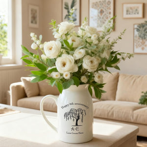 Personalized Ceramic Flower Vase, 9th Anniversary Willow Tree Ceramic Flower Vase, Custom Anniversary Gift for Wife,Valentine's Day Gift