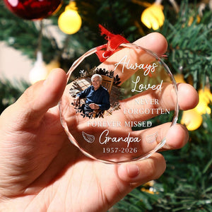 Memorial Christmas Ornaments - Ornament Remembering Dad, Mom Memorial for Son, Photo Ornament Glass, Memory Ornament, Loss of Father Gift