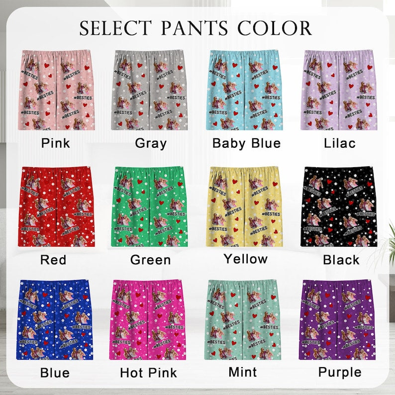 Custom Photo Besties Pajama Pants: Personalized BFF Matching PJs