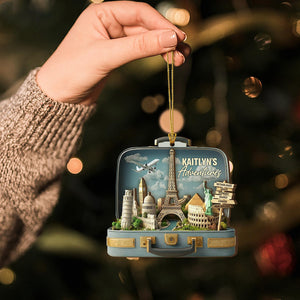 Personalized Travel Adventure Ornament Traveling Destination, Traveling Ornament, Travel Gift For Couple, Travel Christmas Gifts