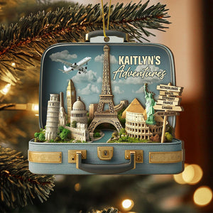Personalized Travel Adventure Ornament Traveling Destination, Traveling Ornament, Travel Gift For Couple, Travel Christmas Gifts