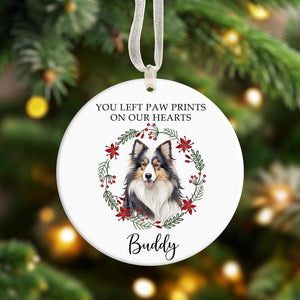 Personalized Dog Photo Memorial Ornament, Custom Pet Potrait Ornament, Ceramic Keepsake Pet Paw Print, Dog Loss Gift, Cat Lover Remembrance