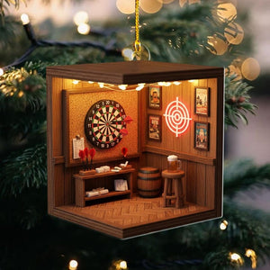Dart Room Christmas Ornament, Dart Game Room Tree Hanging Decor, Game Room Christmas Gift for Pub and Darts Lovers, Game Room Keepsake Gift