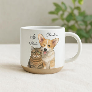 Personalized Watercolor Photo Pet Pottery Mug, Pet Portrait Coffee Cup Gift For Cat Dog Lovers, Custom Dog Remembrance Gifts, Cat Mugs