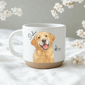 Personalized Watercolor Photo Pet Pottery Mug, Pet Portrait Coffee Cup Gift For Cat Dog Lovers, Custom Dog Remembrance Gifts, Cat Mugs