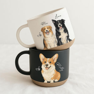 Personalized Watercolor Photo Pet Pottery Mug, Pet Portrait Coffee Cup Gift For Cat Dog Lovers, Custom Dog Remembrance Gifts, Cat Mugs
