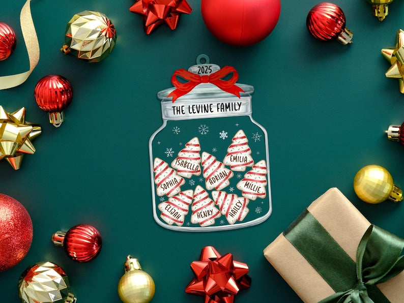 Christmas Ornaments, Personalized Family Name Christmas Ornaments, Family Christmas Jar Ornament, Christmas Tree Ornament, Holiday Keepsake