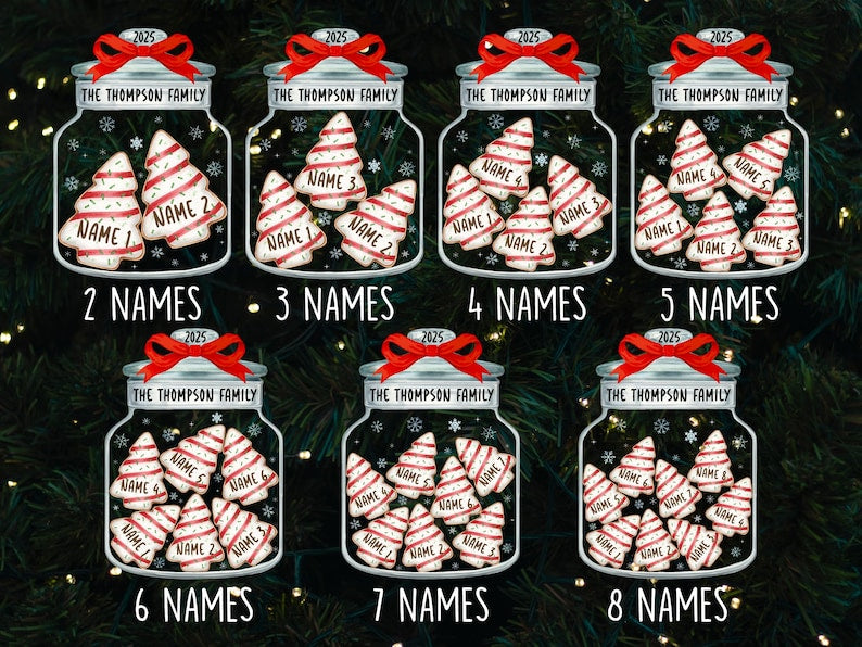 Christmas Ornaments, Personalized Family Name Christmas Ornaments, Family Christmas Jar Ornament, Christmas Tree Ornament, Holiday Keepsake