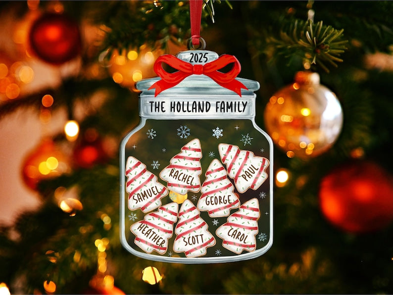 Christmas Ornaments, Personalized Family Name Christmas Ornaments, Family Christmas Jar Ornament, Christmas Tree Ornament, Holiday Keepsake