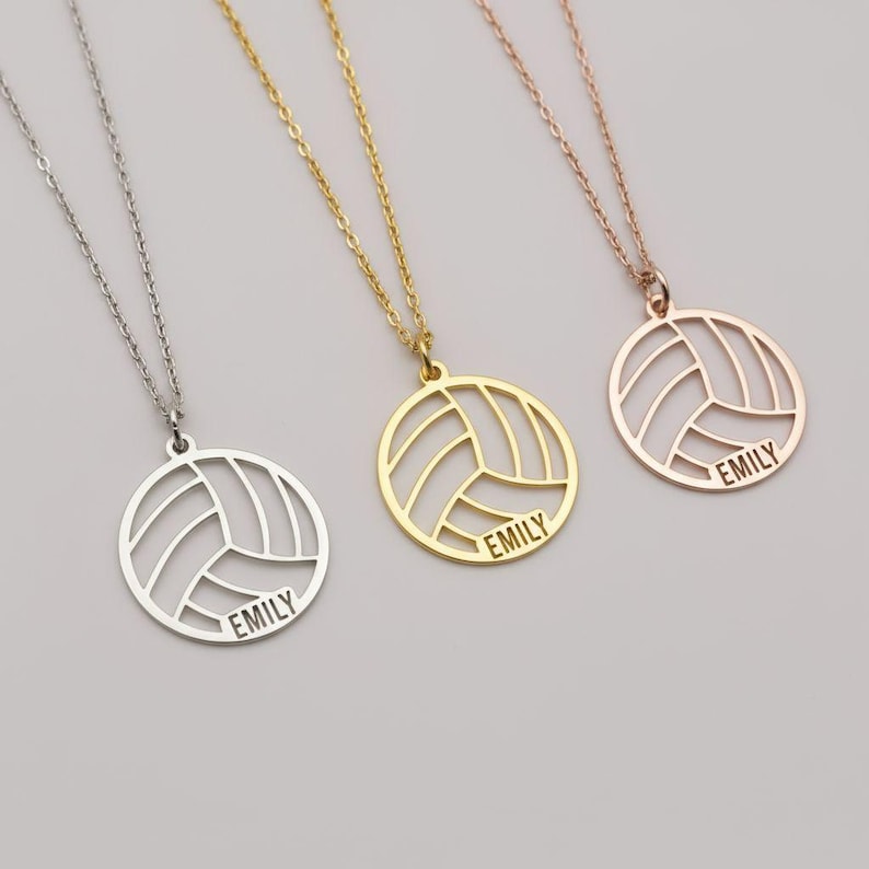 Sterling Silver Volleyball Pendant Necklace: Personalized Sport Jewelry Gift