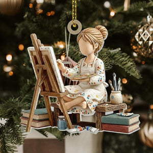 Personalized Artist Ornament, Custom Painter Gift, 2D Wood or Acrylic, Art Teacher Christmas Gift, Name Ornament