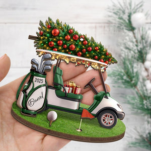 Personalized Golf Cart Christmas Ornament, Golf Lover Gift, Acrylic Ornament