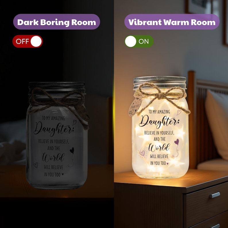 Inspirational Daughter Gift: Glowing Mason Jar Night Light