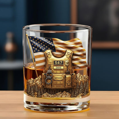 Custom Police Officer Whiskey Glass: Law Enforcement Gift