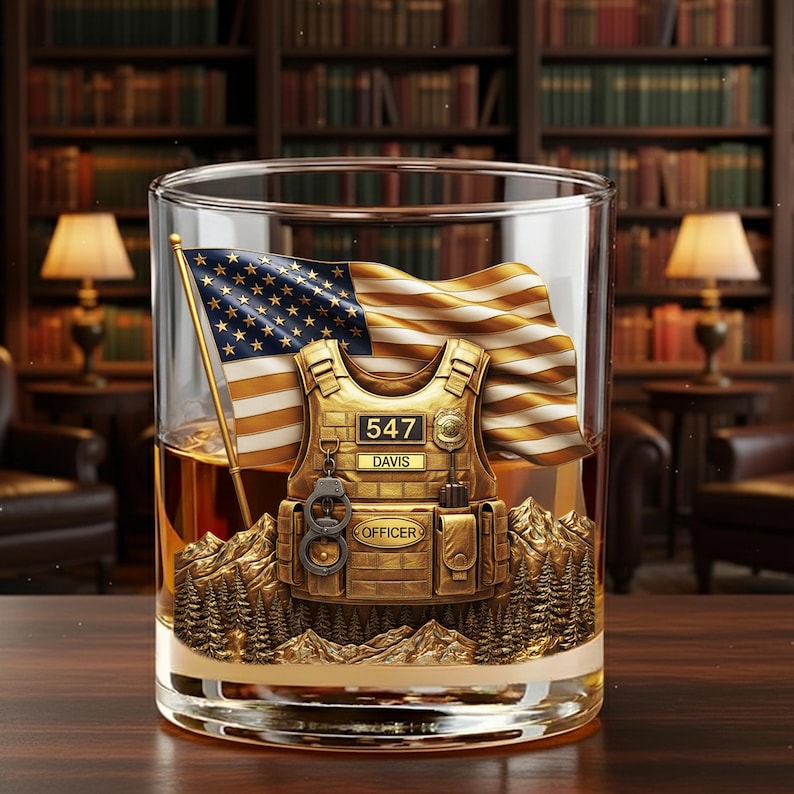 Custom Police Officer Whiskey Glass: Law Enforcement Gift