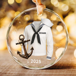Personalized Sailor Uniform Ornament, Navy Sailor Christmas Ornament, Custom Name Military Keepsake, Navy Anchor Ornament, Veteran Gift