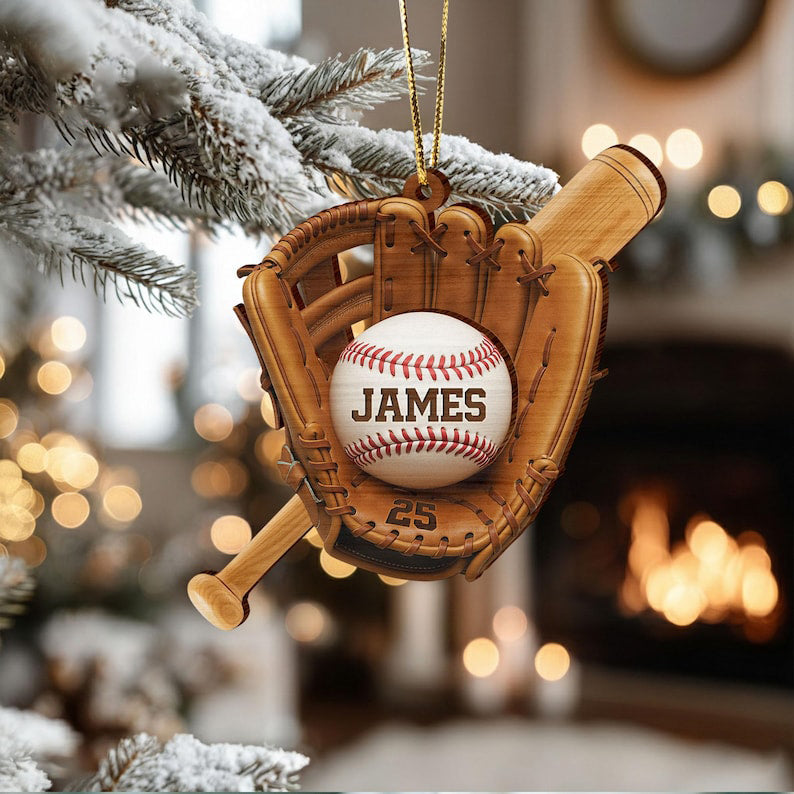 Custom Baseball Ornament, Baseball Player Gift, Baseball Keepsake, Baseball Team Gift,Baseball Lovers Gift,Sport Ornament,Baseball Christmas