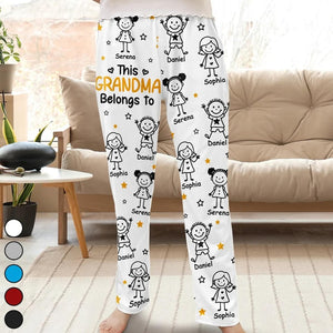 This Grandpa Dad Belongs To Kids Pet - Personalized Pajama Pants - Gift for Family, Christmas gift for Mom, Dad, Grandma, Daughters and Sons