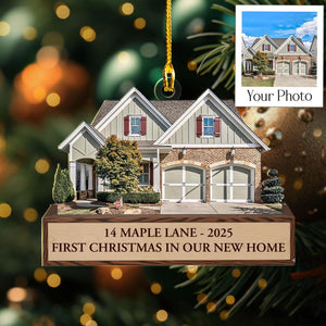 Custom House Photo Ornament 2025, Personalized First Christmas In Our New Home, New Homeowner Gift, New Address, Realtor Closing Keepsake