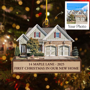 Custom House Photo Ornament 2025, Personalized First Christmas In Our New Home, New Homeowner Gift, New Address, Realtor Closing Keepsake