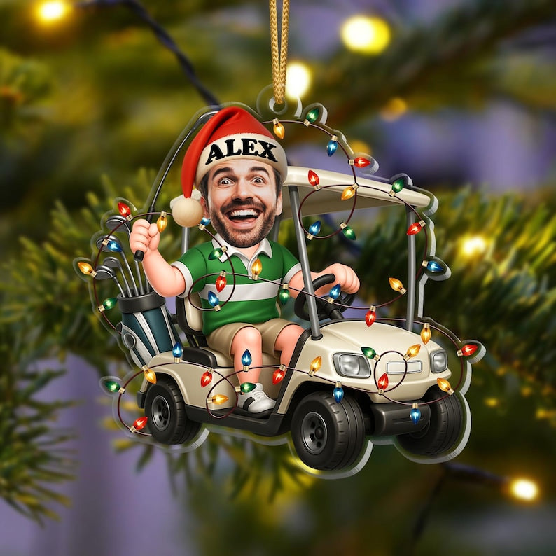 Personalized Golfer Ornament: Custom Face Christmas Keepsake