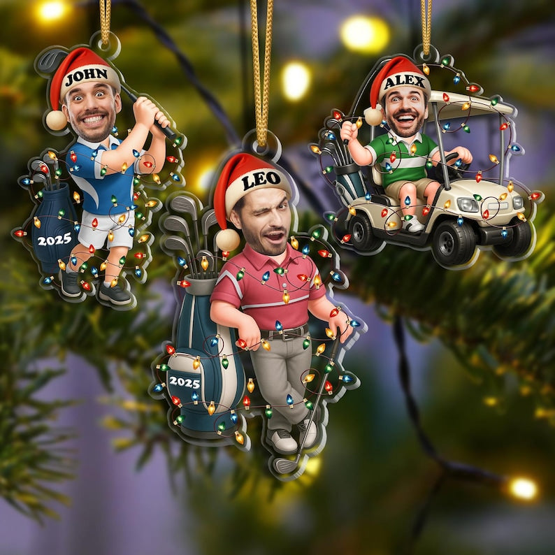 Personalized Golfer Ornament: Custom Face Christmas Keepsake